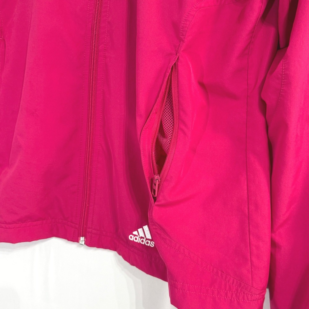 Y2K Adidas Womens Fuchsia Pink Full Zip‎ Windbreaker Track Jacket Size Medium - Picture 5 of 12